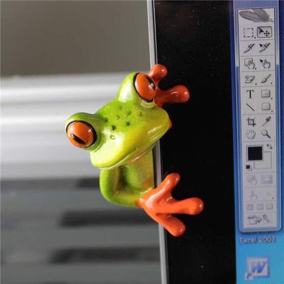 2 Pcs Funny Resin Frogs Decor, 3D Creative Craft Animal Frog Figurine - Picture 3 of 7